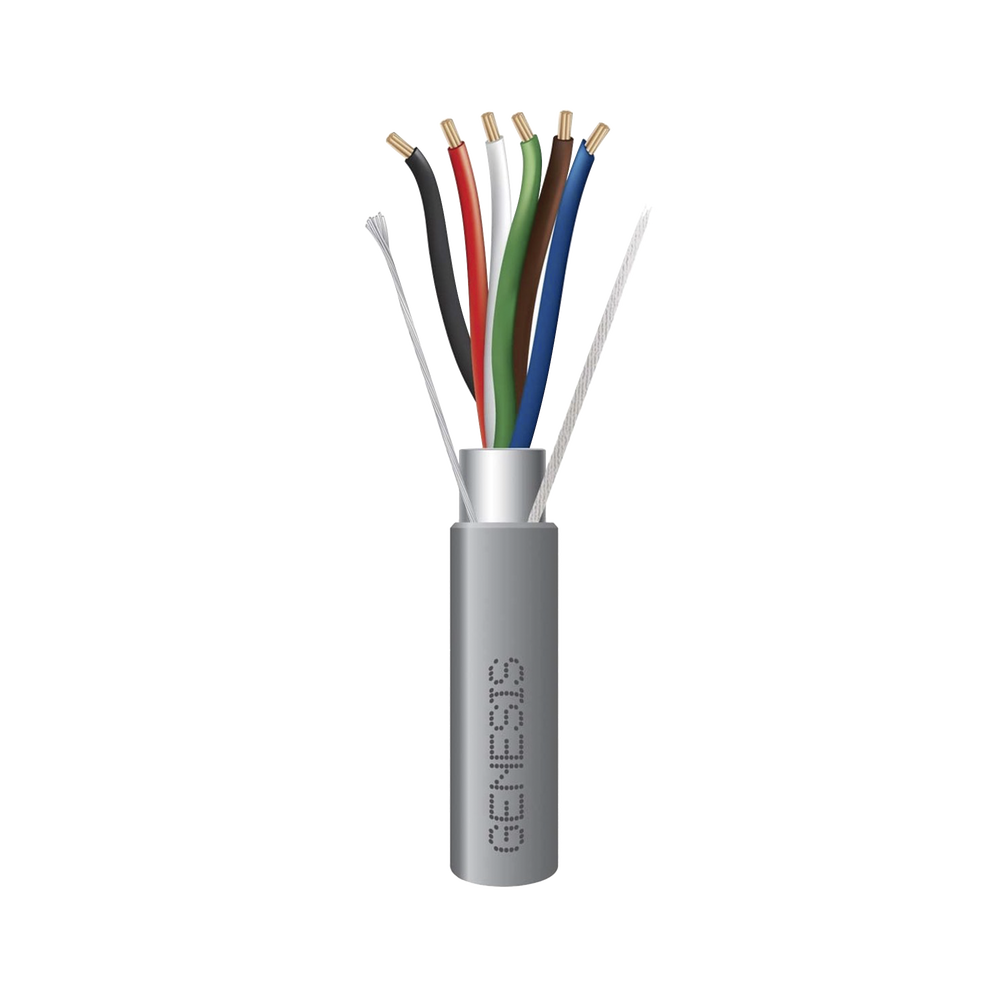 Bobina de 305 Metros (1000 Pies) de Cable / 6 x 22 AWG Blindado / Riser / Color Gris / Para Aplicaciones de Audio, Seguridad y Control