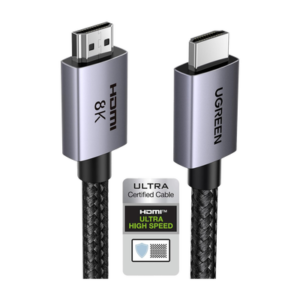 Cable HDMI 2.1 de 8K@60Hz | 3 metros | 48Gbps | HDR10+ | 3D Inversivo| eARC | Dolby ATMOS |   VVR | QMS | QFT | ALLM | 3 modos de Visualización | Certificado HDMI 8K | Niquelado | Nylon Trenzado | Carcasa de Aluminio.