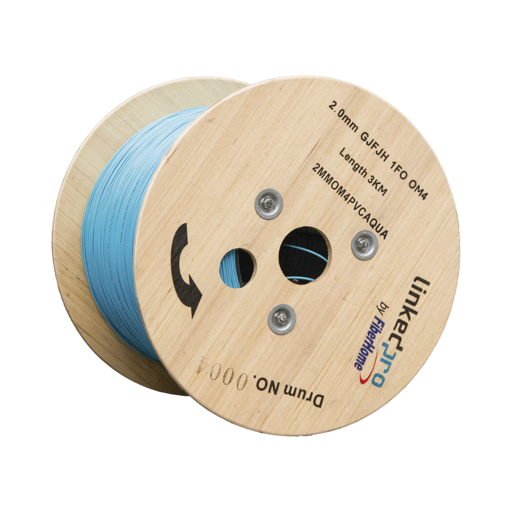 Fibra Óptica Multimodo OM4, 2 mm, Simplex, Tight Buffer, 900 micras, Color Aqua, Precio Por Metro, (Hasta 2000 Metros en un Solo Tramo de Cable)
