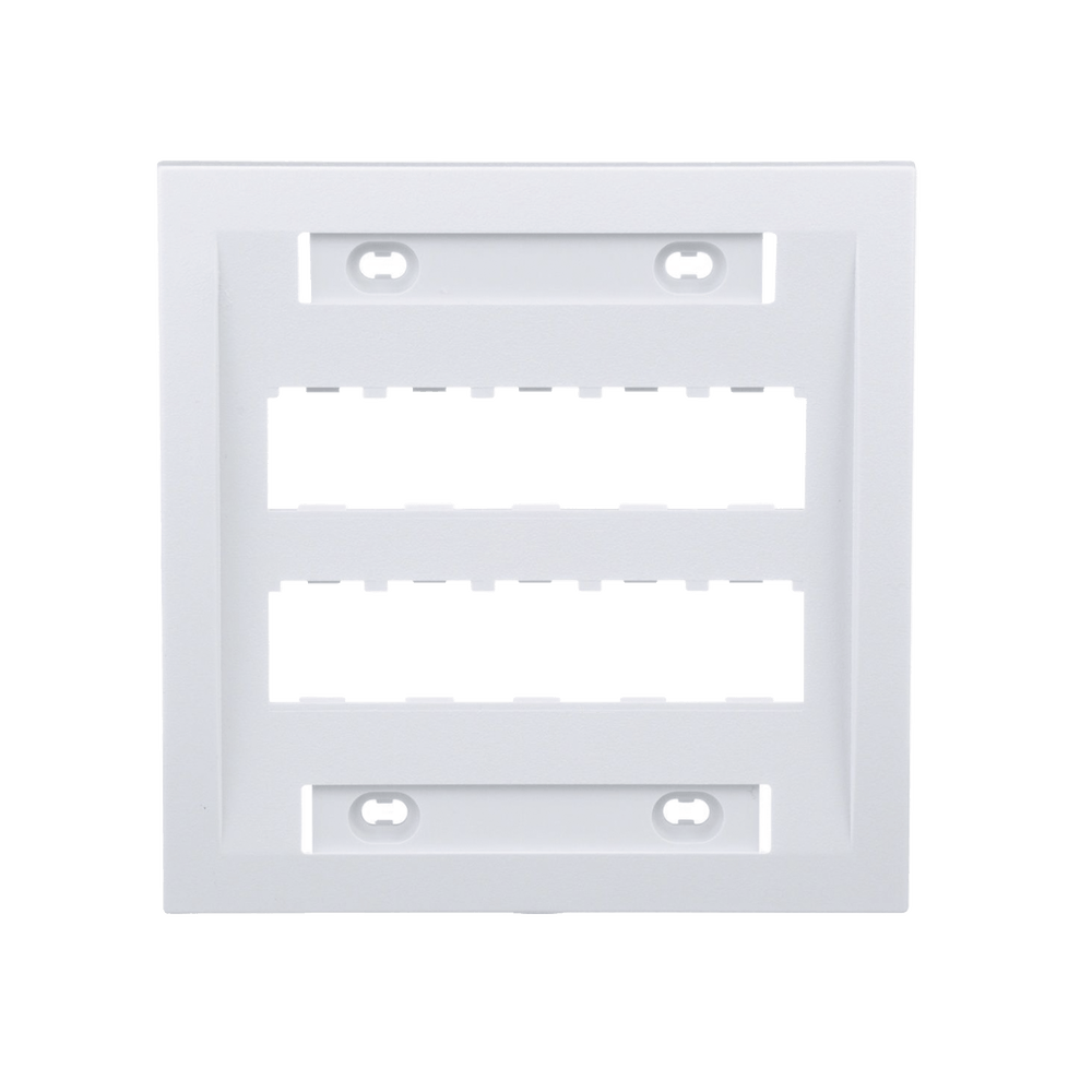 Placa de Pared Vertical Ejecutiva, Salida Para 10 Puertos Mini-Com, Con Espacios Para Etiquetas, Color Blanco