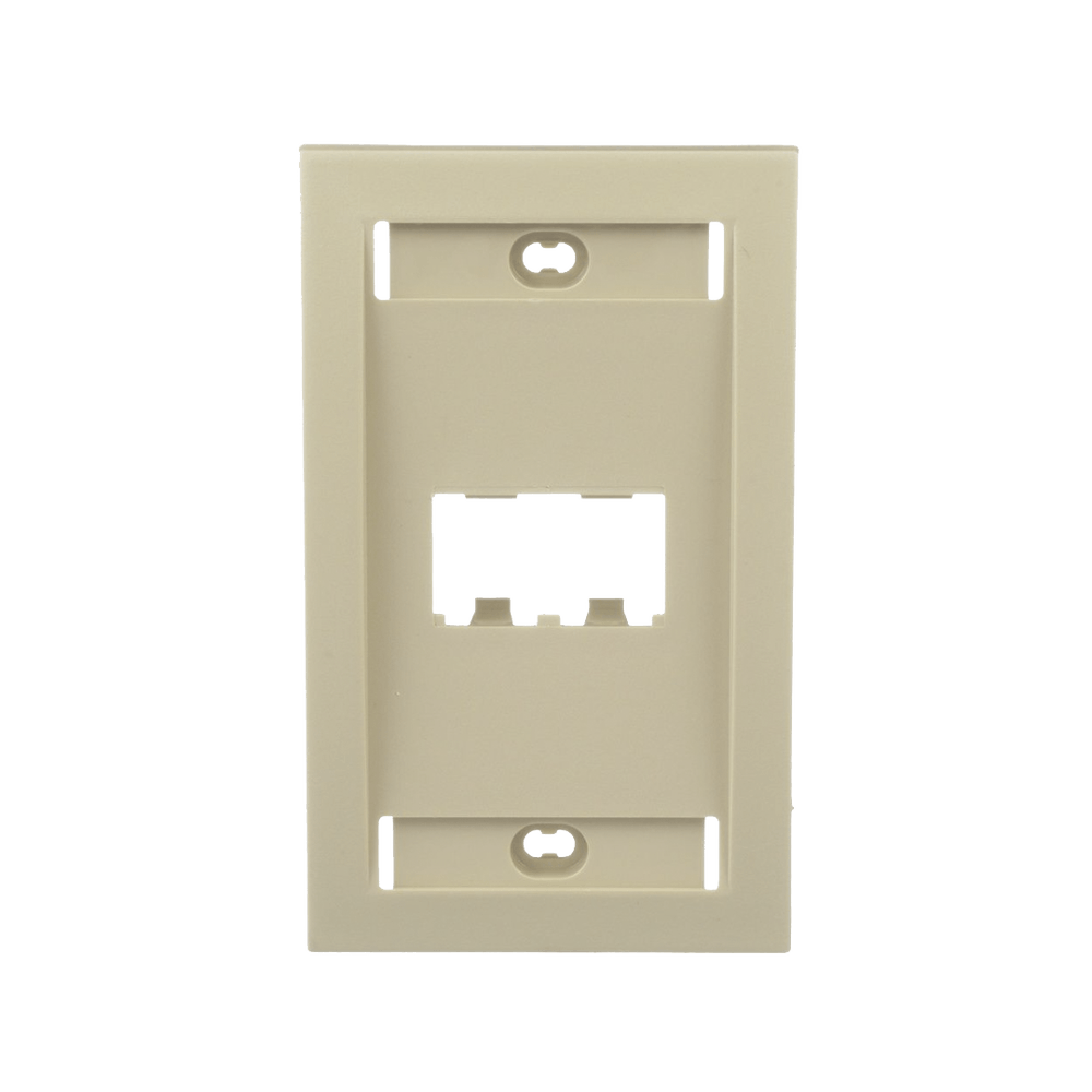 Placa de Pared Vertical Ejecutiva, Salida Para 2 Puertos Mini-Com, Con Espacios Para Etiquetas, Color Marfil