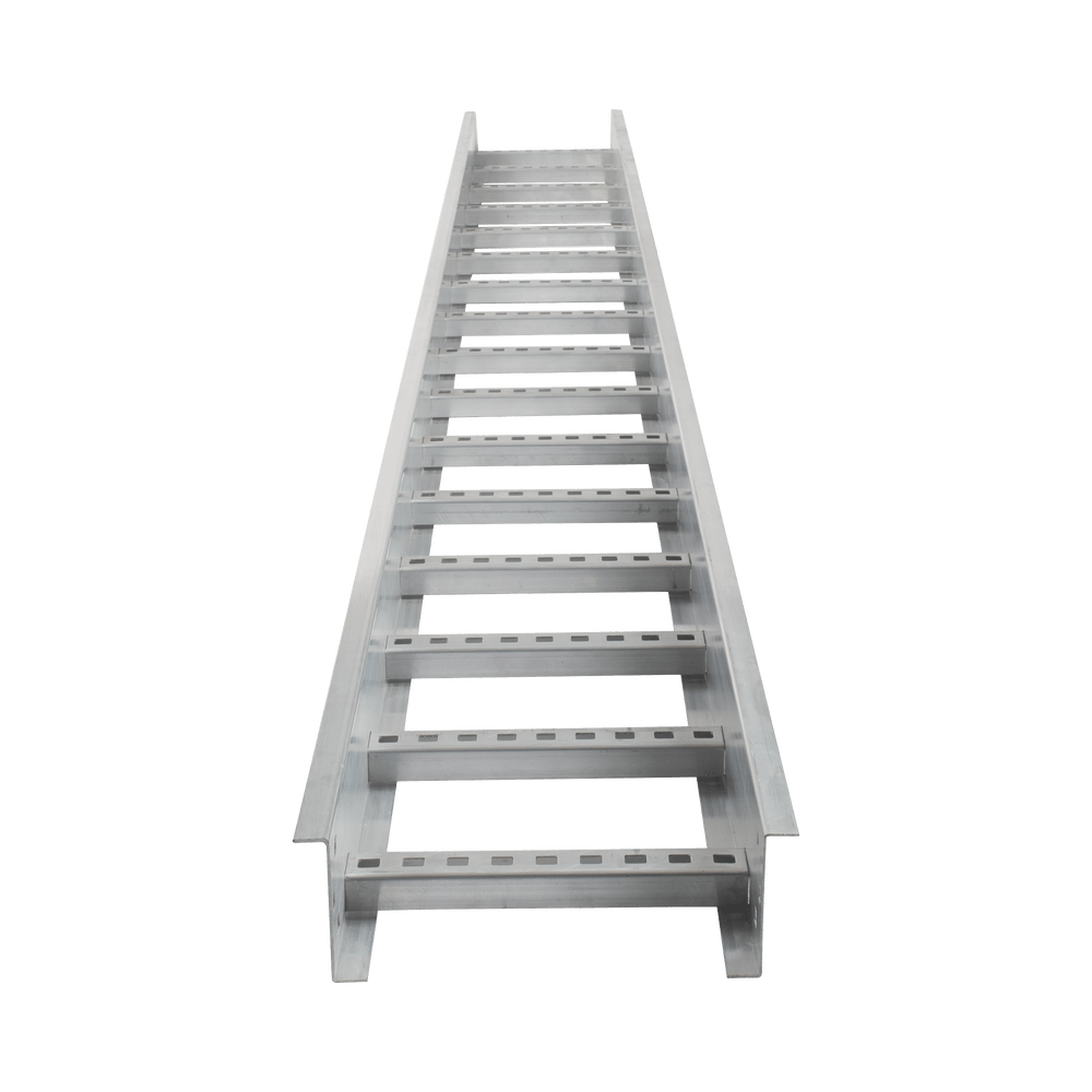 Escalera de Aluminio Portacables / Perfil Z / Peralte 3 1/4" /Paso 9" / Ancho 6" / 3.66 metros / Capacidad Máx. 137 Cables / Incluye Cople Union y Tornillería