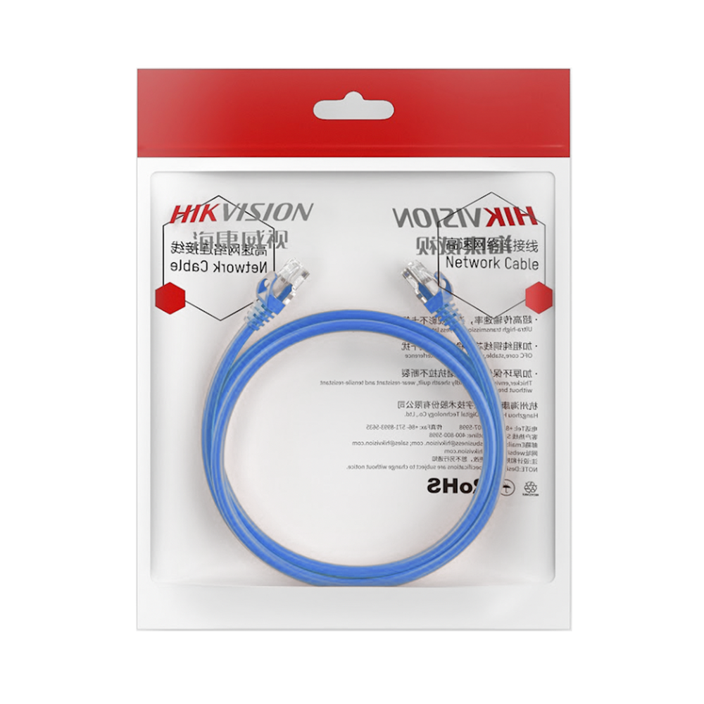 Cable de Parcheo (Patch Cord) / UTP / Cat. 6 (24 AWG) / 2 Metros (6.56 Pies) / Color Azul / Ideal para PoE+ / Interior