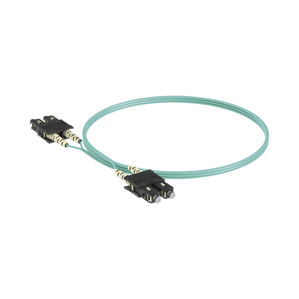 Jumper de Fibra Optica Multimodo 50/125 OM3, SC-SC Duplex, OFNR (Riser), Color Aqua, 3 Metros (9.84 Pies)