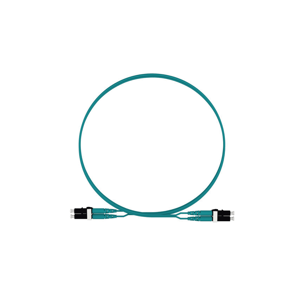 Jumper de Fibra Optica Multimodo 50/125 OM4, LC-LC Duplex, LSZH, Color Aqua, 2 Metros (6.56 Pies)