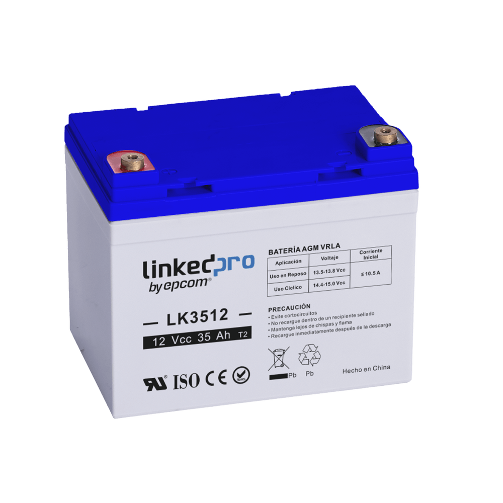 Batería 12 V 35 Ah AGM | Certificada UL94-HB Resistencia a la flama básica | Especial para Seguridad Electrónica | Vida útil 5 años | Terminales T1