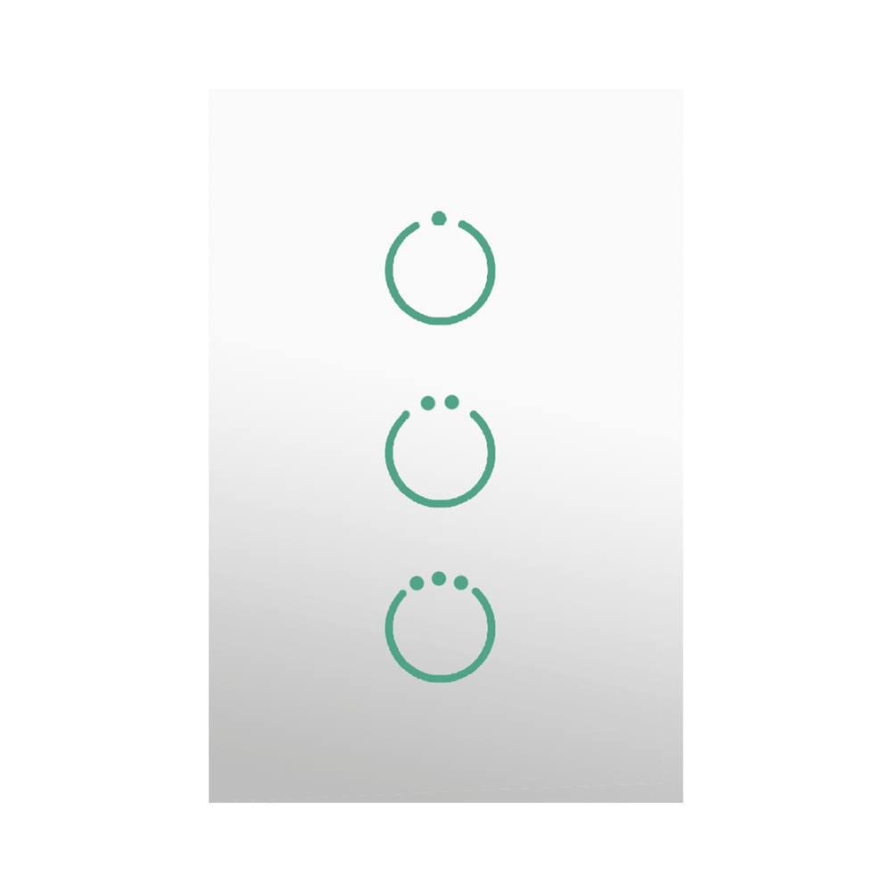 (ZWAVE) Interruptor On/Off panel táctil touch inalámbrico Zwave Plus 3 botones. Compatible con Hubitat HC8, Álula  M2M, otro