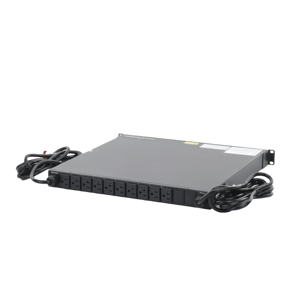 PDU Monitoreable de Transferencia Automática ATS (Fuente Redundante), Con 10 Salidas 5-15R, Enchufes de Entrada NEMA 5-15P, Instalación Horizontal de 19in, 1UR, 15 Amp, 120 Vca