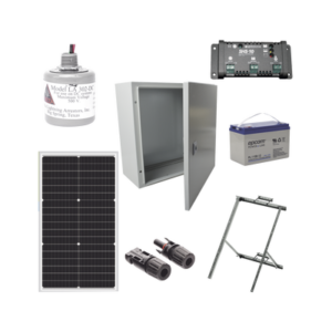 Kit Solar de 12 Vcc para alimentar energizador de cerca electrificada. Instalación de panel en poste.