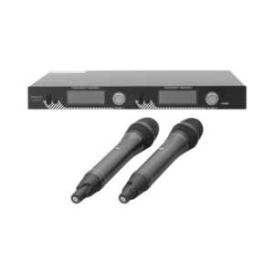 Kit de Microfonía inalámbrico | 2 Micrófonos de mano | Receptor UHF | Pantalla LCD | 200 Canales | Gran cobertura