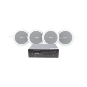 KIT de Amplificador de 120W para Escritorio | 4 Altavoces de Plafón de 4in | 3 - 6W | Sistema 70/100V