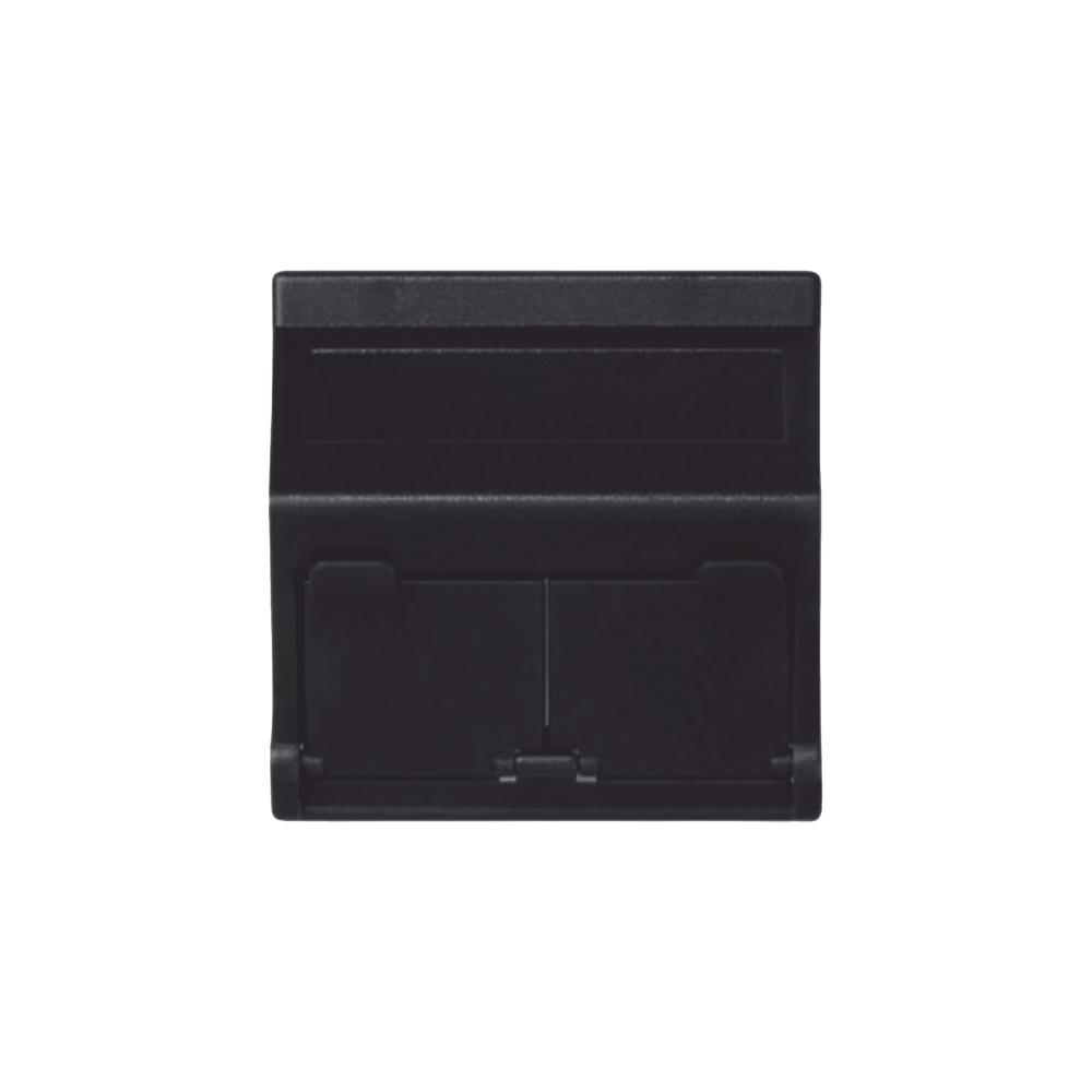 (KB80MD64/14) Placa Voz y Datos Inclinada con Guardapolvo y Adaptador Doble para RJ45 Keystone Color Negro