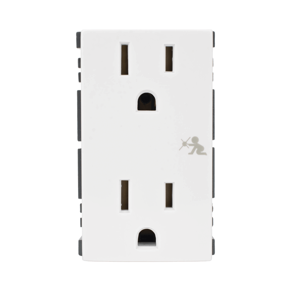 Módulo Dúplex de Contactos Eléctricos 10A 127V Color Blanco / Compatible con Cajas para Pavimento SM-CPAV-2 y SM-CPAV-4 / Requiere Adaptador SM-ADAP-FP para Fijación / Modelo 25424-30