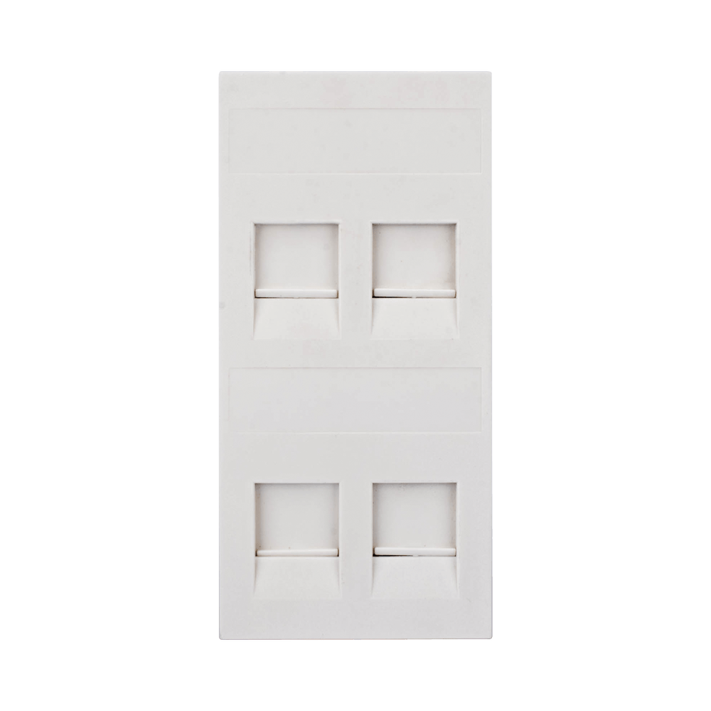 Placa Plana de Voz y Datos con Guardapolvo para 4 RJ45 / Color Blanco / 4 Puertos para Jacks Keystone / Compatible con Cajas de Pavimento SM-CPAV-2 y SM-CPAV-4 / Modelo S76C/9