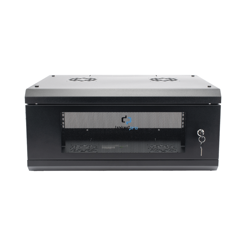 Gabinete de Pared con Puerta de Cristal Templado, 455 mm de Profundidad, 4U Rack de 19 in, Acero Reforzado