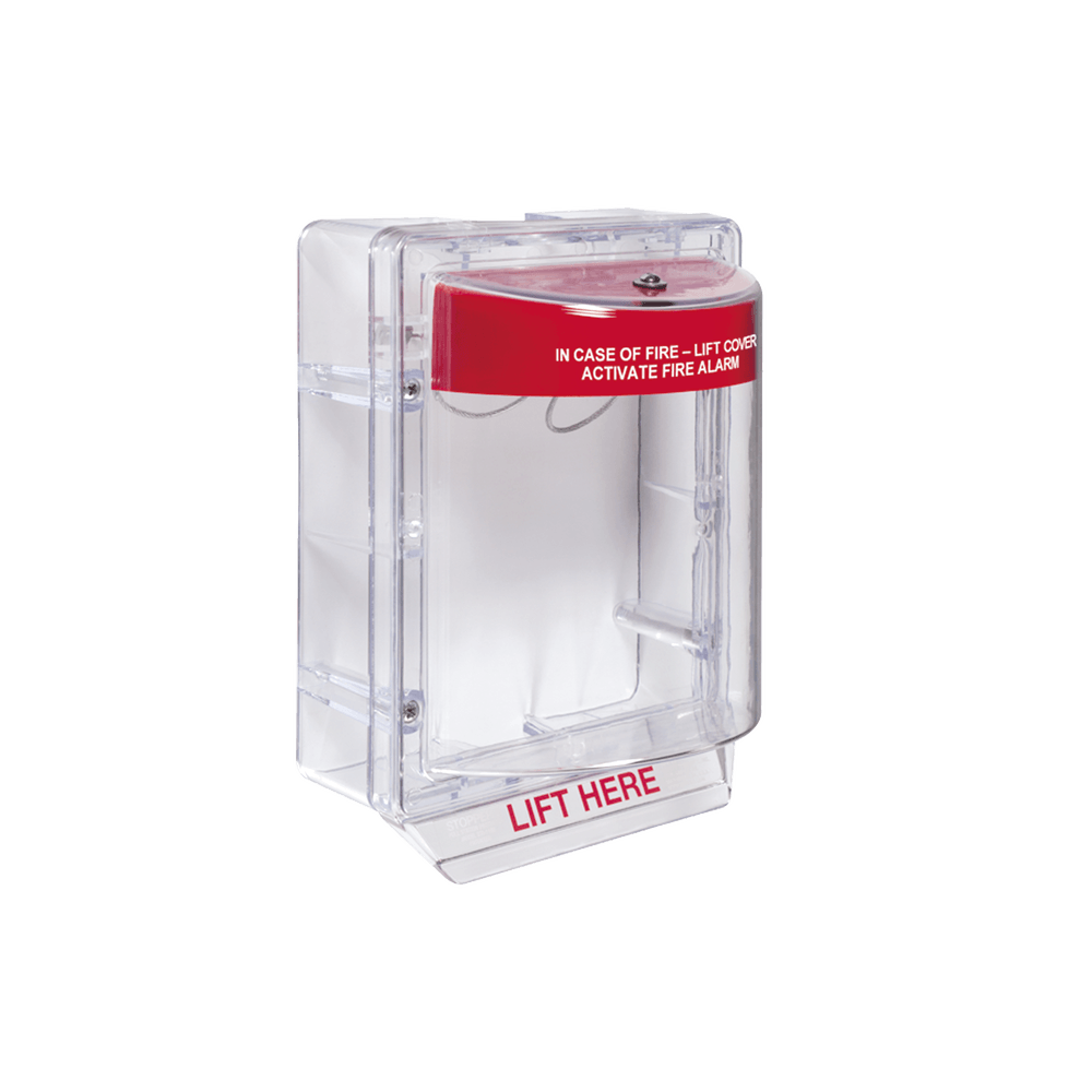 Cubierta Protectora Serie Stopper II® De Policarbonato, Con Bocina, Espaciador Transparente, Montaje en Superficie, Etiqueta en Inglés