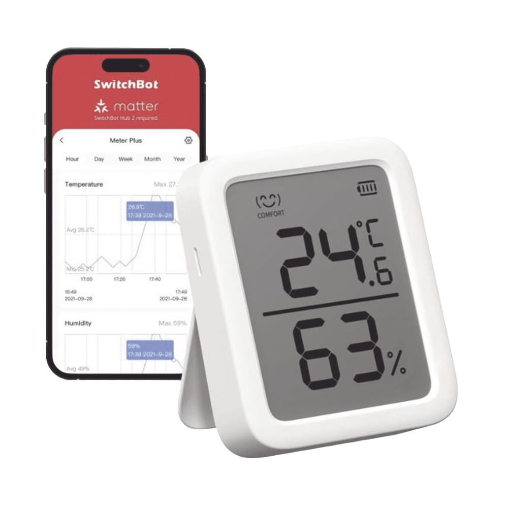 Medidor de temperatura y humedad Datos en pantalla / inalámbrico BLUETOOTH compatible con HUB SwitchBot