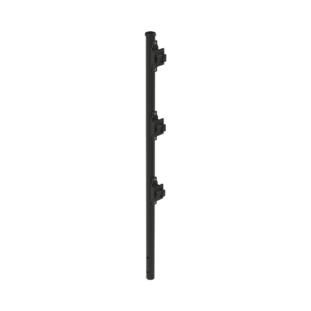 Poste de Paso Negro de 0.75m para Cerca Electrificada. Tubo Galvanizado cal. 18 de 1"Diam. con Tapón y 3 Aisladores Instalados.