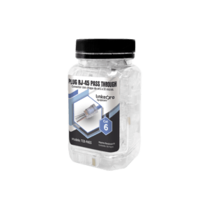 Bote con 100 Plugs Pass Through RJ45 Cat6 sin Blindaje, Chapado de Oro a 30 Micras para Durabilidad Extrema
