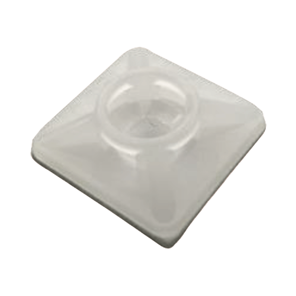 Base Autoadherible para Cinchos Práctica y Eficiente para la Organización y Fijación de Cables, Fabricada en Nylon Resistente y de Color Natural con una Medida de 19x19 mm, Paquete con 100 Piezas (4210-00001)