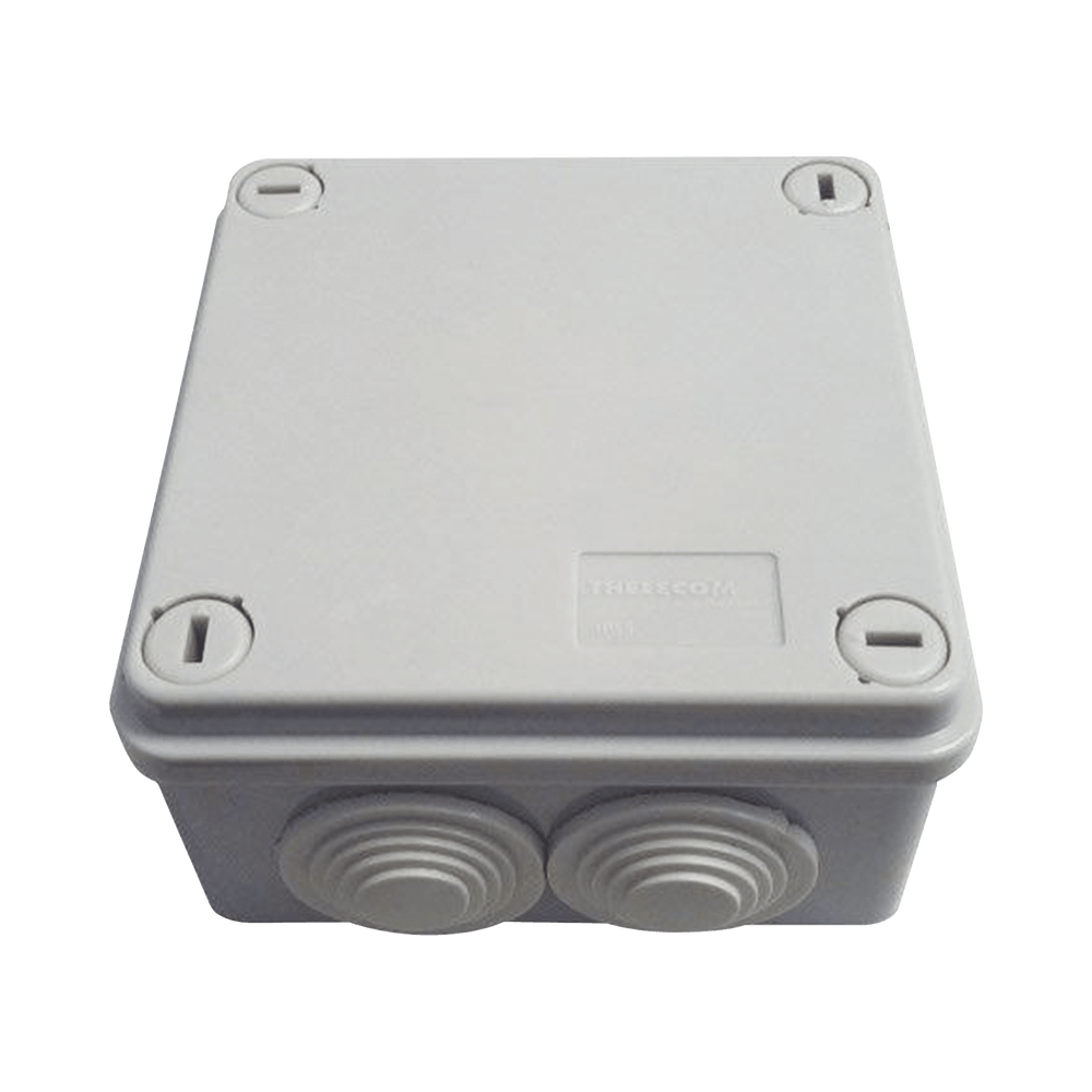 Caja Tipo Estanca IP55, con 6 Entradas, Tapa y Tornillo de Vuelta de 1/4, 100 x 100 x 50 mm (3.94 x 3.94 x 1.97 Pulgadas), Color Gris