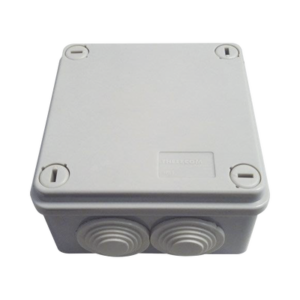 Caja Tipo Estanca IP55, con 6 Entradas, Tapa y Tornillo de Vuelta de 1/4, 100 x 100 x 50 mm (3.94 x 3.94 x 1.97 Pulgadas), Color Gris