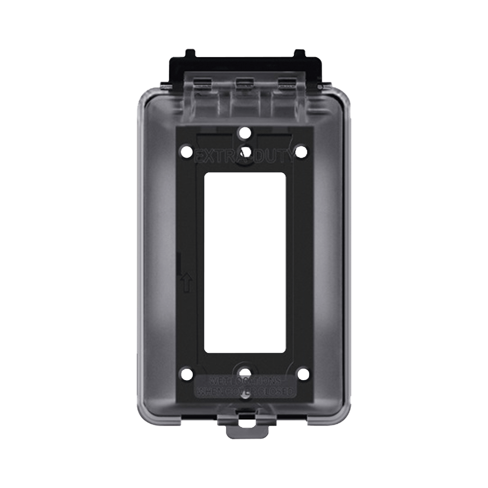 Caja Protectora de Contactos para Exterior / Policarbonato de Alto Impacto / Protección NEMA 3R / 127V 15A 60Hz / Tapa Transparente Base Negra / Resistente a Intemperie UV