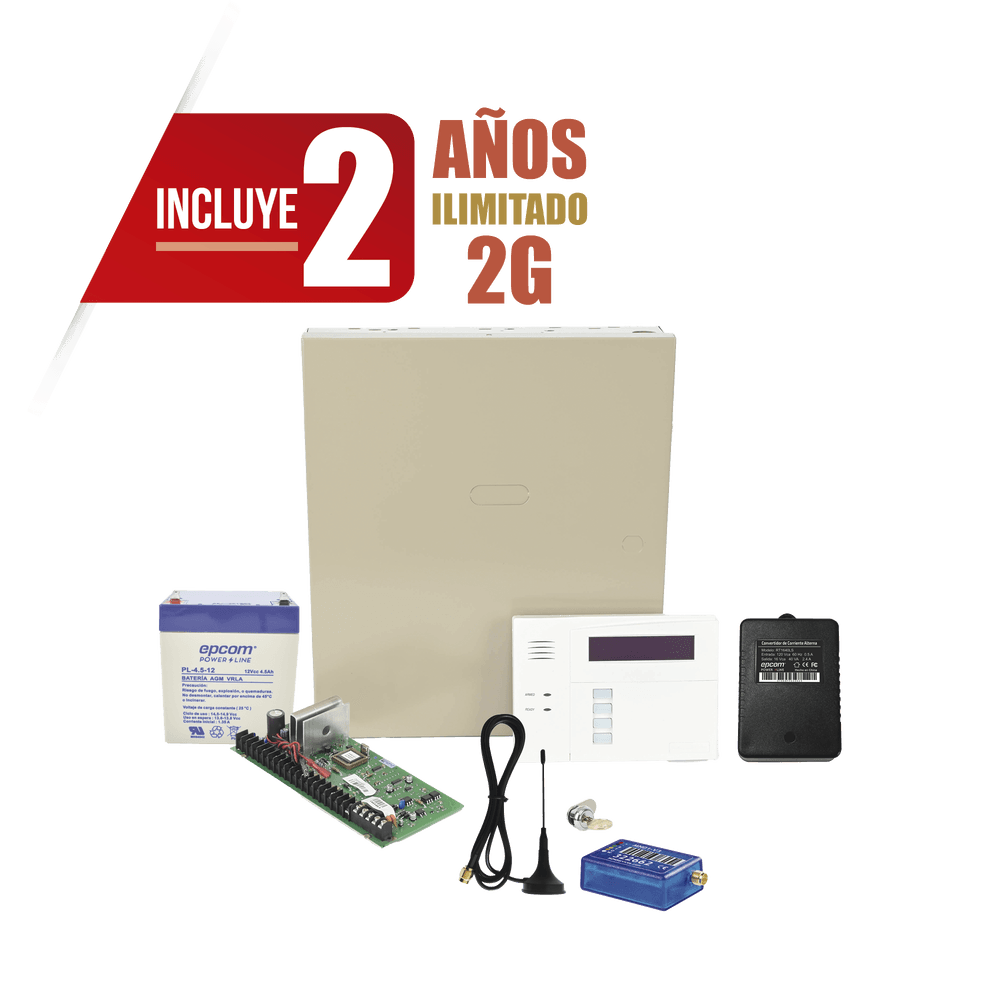 (2 Años datos ILIMITADO INCLUIDO)  Kit Vista48LA con comunicador MINI012G, Teclado, Gabinete, Bateria y Transformador