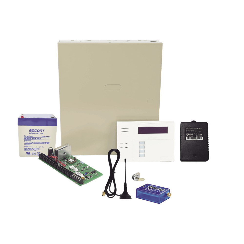 (1 Año datos ILIMITADO INCLUIDO)  Kit Vista48LA con comunicador MINI012G, Teclado, Gabinete, Bateria y Transformador