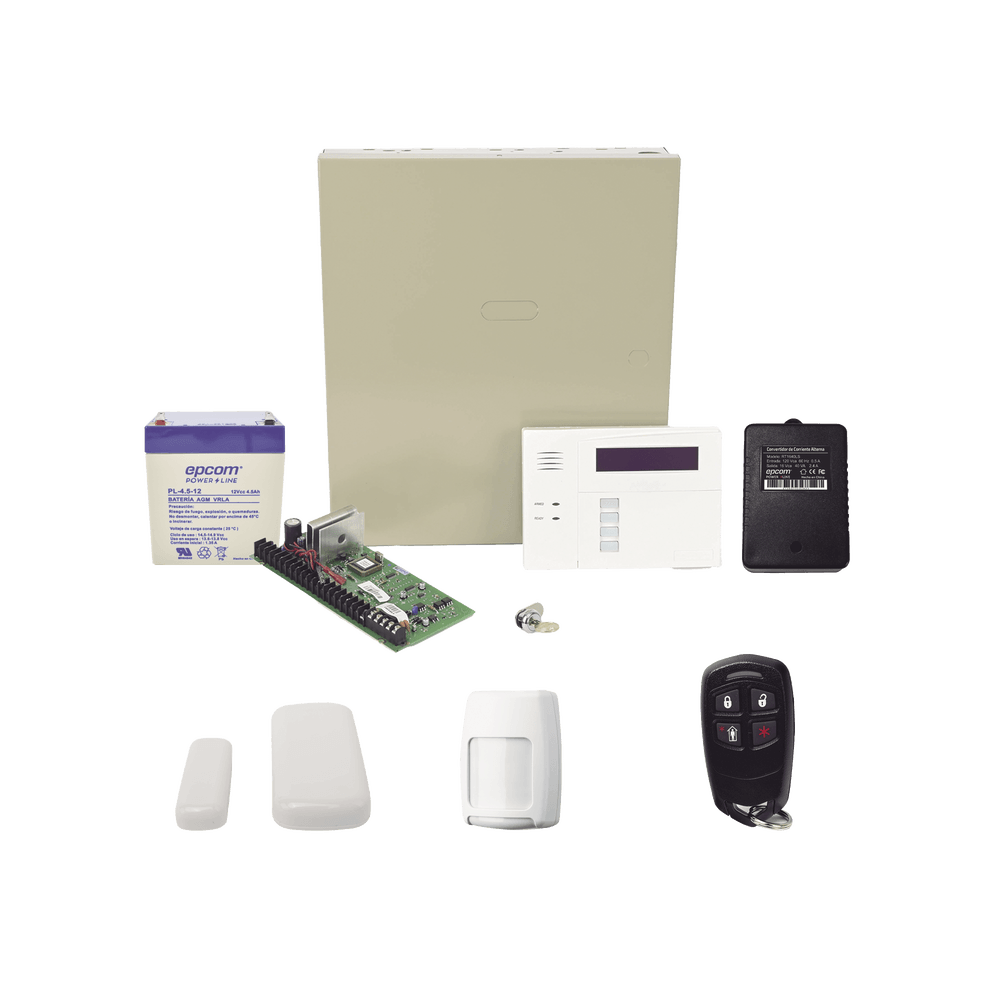 Kit inalámbrico de panel VISTA48 con teclado 6160RF receptor inalámbrico, 2 contactos magneticos, 1 PIR 5800PIR, 1 Control Remoto 58344, Batería y Transformador