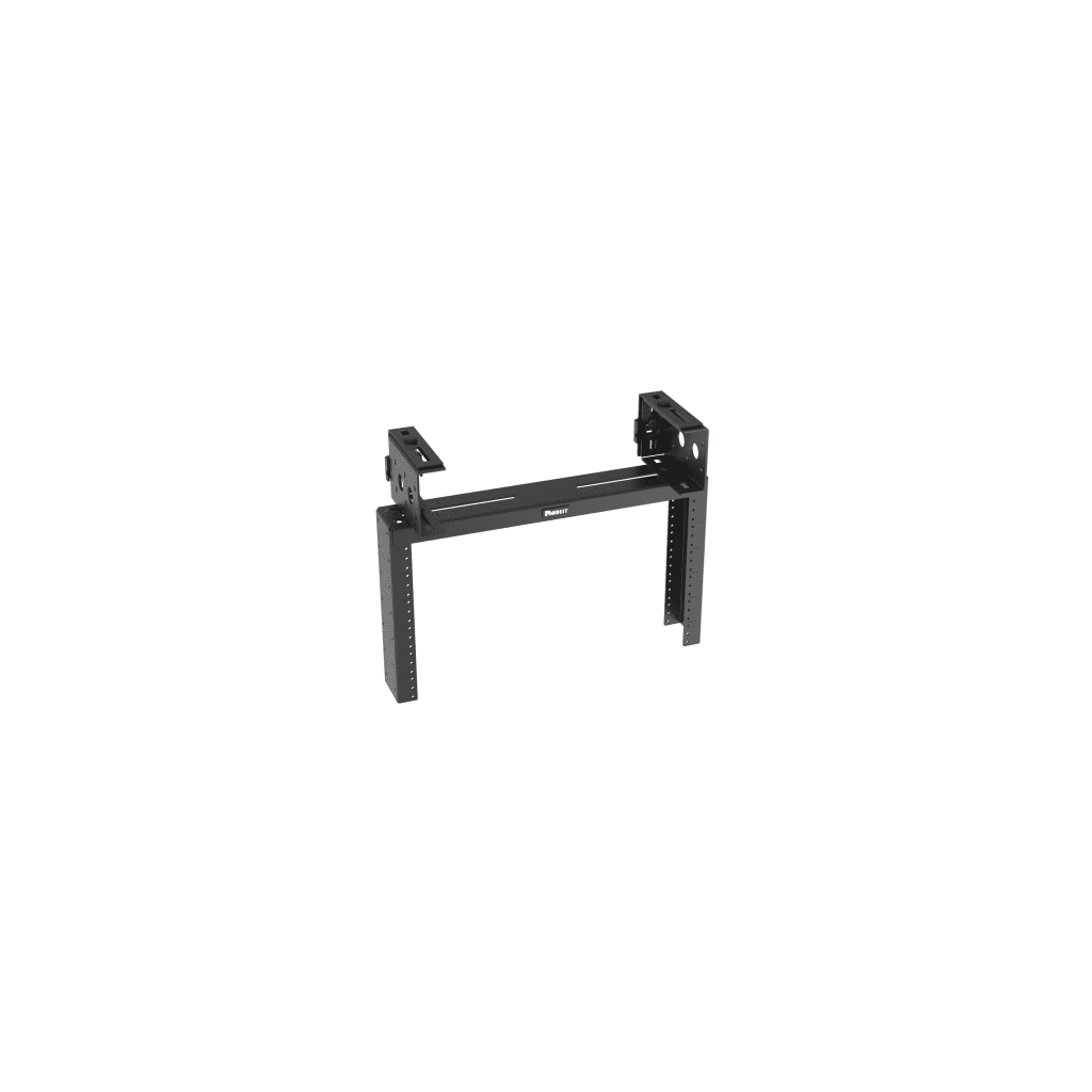 Rack de Distribución Aéreo de 2 Postes PanZone®, Rieles Roscados #12-24, de 6 UR, Color Negro
