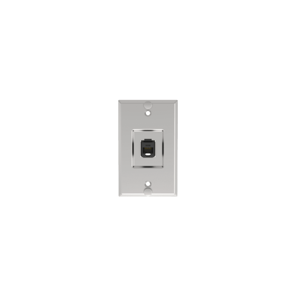 Placa de Pared Telefónica, Salida de 1 Puerto Keystone, Con Jack Cat5e Estilo TP, de Acero Inoxidable