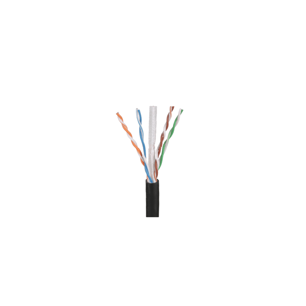 Bobina de Cable UTP de 4 Pares OSP (Planta Externa), Cat6 de Rango Extendido, 22 AWG, Color Negro, 305 Metros (1000 Pies).
