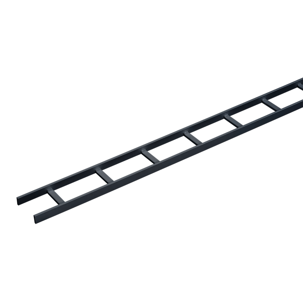 Charola Tipo Escalerilla de Secciones Rectas, 15 in (381 mm) de Ancho, Travesaños a Intervalos de 9 in (229 mm), Tramo de 10 ft (3.05 m), de Acero, Color Negro