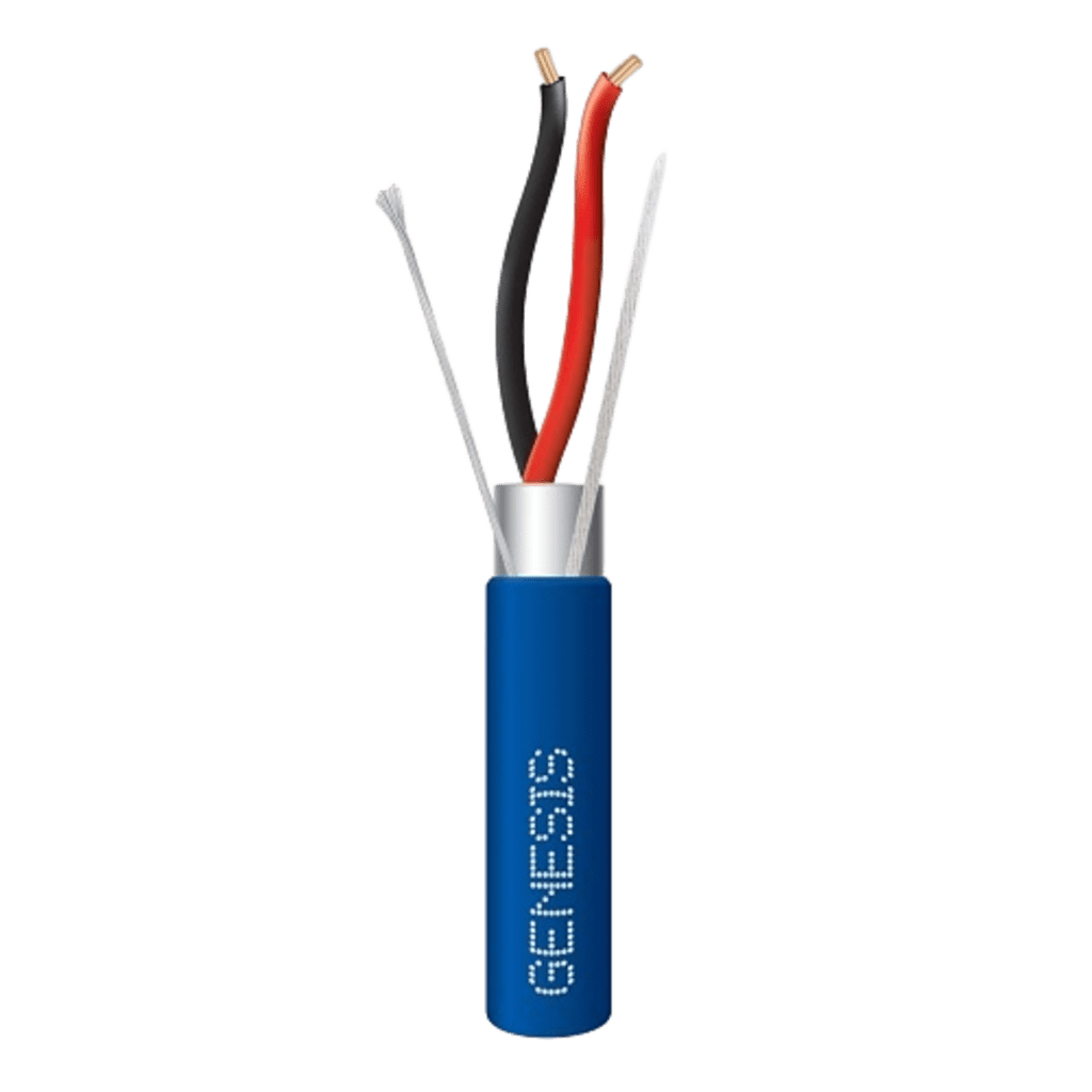 Bobina de 305 Metros (1000 Pies) de Cable 2 x 18 AWG / Plenum / BLINDADO / Tipo FPLP, CMP, CL3P / Color Azul / Para Aplicaciones en Sistemas de Seguridad, Audio, Control y otras Aplicaciones
