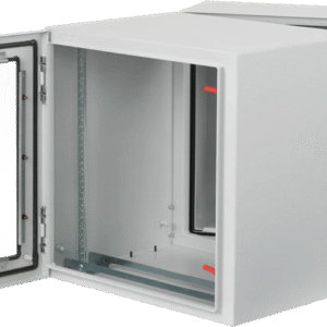 Gabinete Rack ProTek con Bisagra Doble Tipo 4 12U, Ventana de Vidrio, Aire Acondicionado, Montaje Pared, 600x612x710 mm Acero Gris Claro