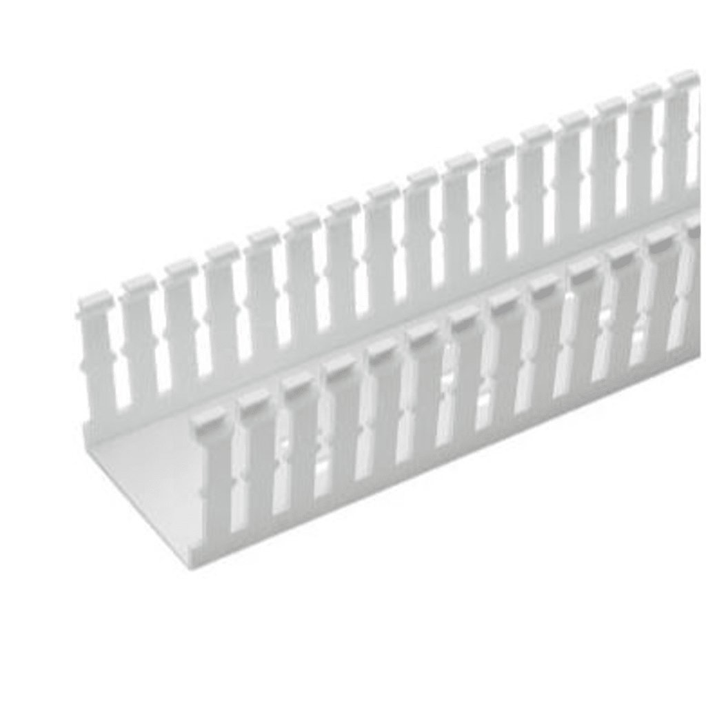 Canaleta Ranurada Angosta de PVC Sin tapa, Tipo F, 32 mm de Ancho, 79.4 mm de Alto y 1.8 m de Largo, Color Blanco