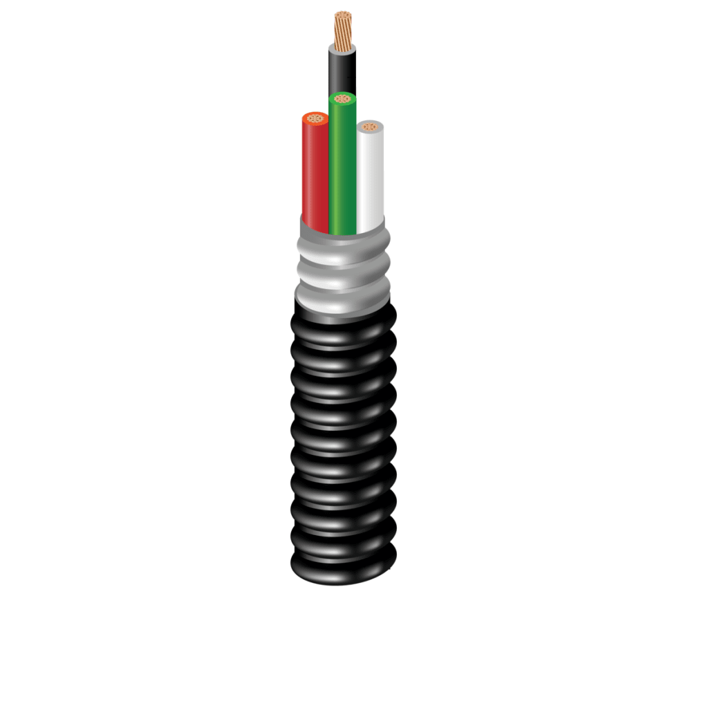 Bobina de Cable de 305 Metros / Para Mini-split / 4 x 14 AWG / Revestimiento Metal Clad / Negro