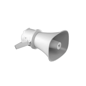 Bocina (Altavoz IP ) | Tipo Trompeta | 7 Watts | PoE+ | Exterior IP67 | Metal | Voceo en tiempo real | Calendarización de audios | Síntesis de Voz (TTS) | Entrada de alarma