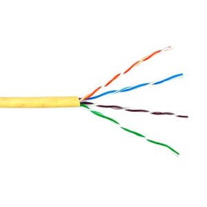 Bobina de Cable UTP Cat6 Riser / 305m (1000 pies) / Color Amarillo / UL CMR / Probado a 350 MHz / 23 AWG Cobre Sólido / -20°C a 75°C / CCTV, Datos, IP, RS485