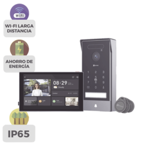 Video Portero Conexión a 2 Hilos Entre Monitor y Frente de Calle / Wi-Fi 6 Dual Band 2.4 y 5GHz con Cámara 4K / Reconocimiento de Venas de Palma / Reconocimiento Facial / Visión Nocturna en Color / IP65 Exterior Con Protección