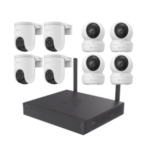 Kit de cámaras Wi-Fi / 3 Megapixel / Incluye 8 Cámaras (4 camaras Para Interior y 4 Cámaras Para Exterior) / 1 NVR WI-FI 8 Canales / Vision Nocturna a Color / Detección de Humanos