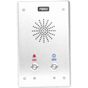 Intercomunicador IP, 2 líneas SIP, 2 relevadores con 2 botónes para llamada, anti-vandálico, IP65 e IK10, PoE
