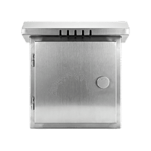 Gabinete para Exteriores de Acero Inoxidable SUS201 / Cilindrico con Techo Inclinado / Ø305 x 195 x 315 mm (12.0 x 7.7 x 12.4 in) / Cerradura con Llave de Seguridad / Compatible con Postes XGAPOLE