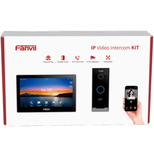 Kit Videoportero IP / Estación Interior i504W + Frente de Calle i60 / Pantalla Táctil 7" HD / Videollamadas H.264/H.265 / Wi-Fi Dual Band / PoE / App Fanvil Link / ONVIF / 10,000 Tarjetas RFID